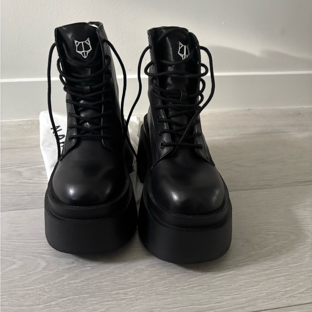 Naked Wolfe Black Platform Ankle Boots - Picture 2 of 15